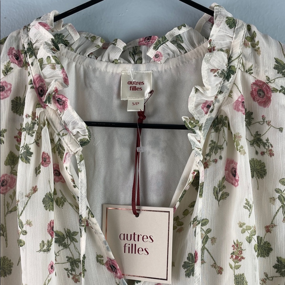 NWT Autres Filles Floral Ruffle Top Size S - Picture 3 of 8